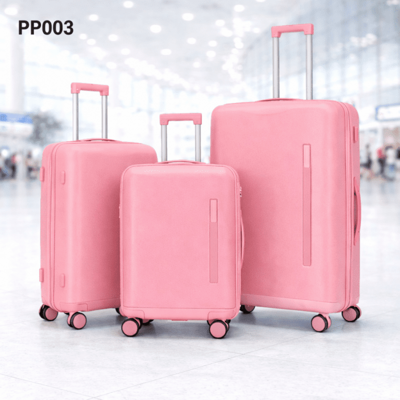 طقم شنط سفر 3 قطع بأحجام مختلفة لون زهري