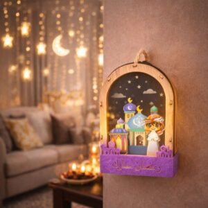 فانوس خشب مرسم صغير طول 15 سم