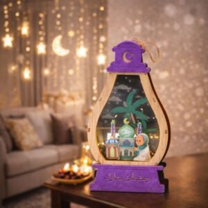 فانوس خشب مرسم كبير طول 22 سم