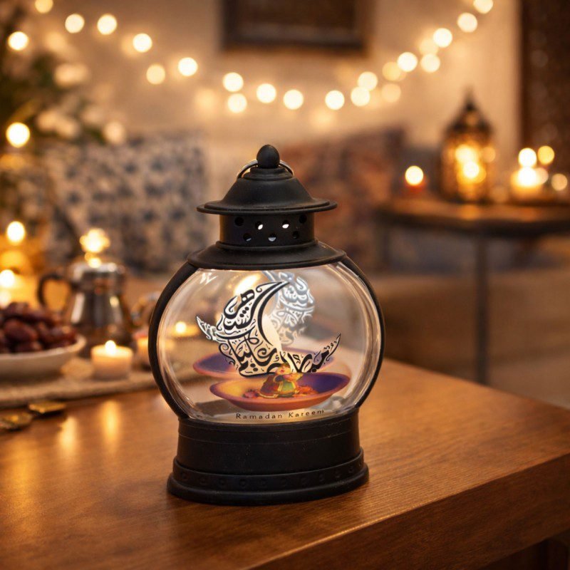 فانوس دائري بيضاوي لون اسود 13 سم