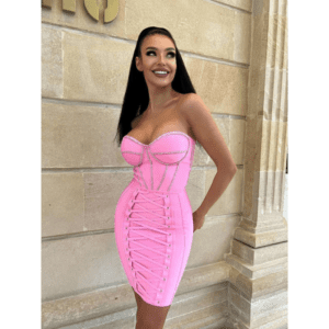 فستان ستاتي لون زهري