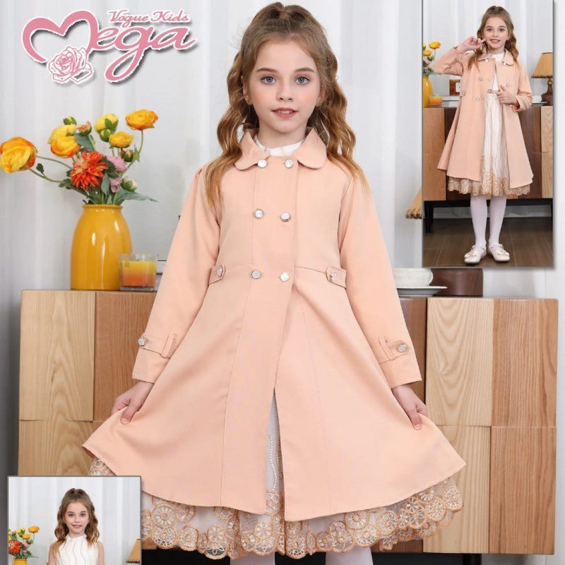 فستان قطعتين بناتي بالون البيج