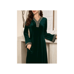 فستان مزخرف تراثي نسائي لون اخضر