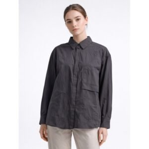 قميص ستاتي قصير لون رمادي