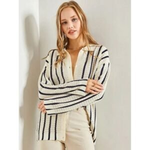 قميص ستاتي مخطط بيج وكحلي