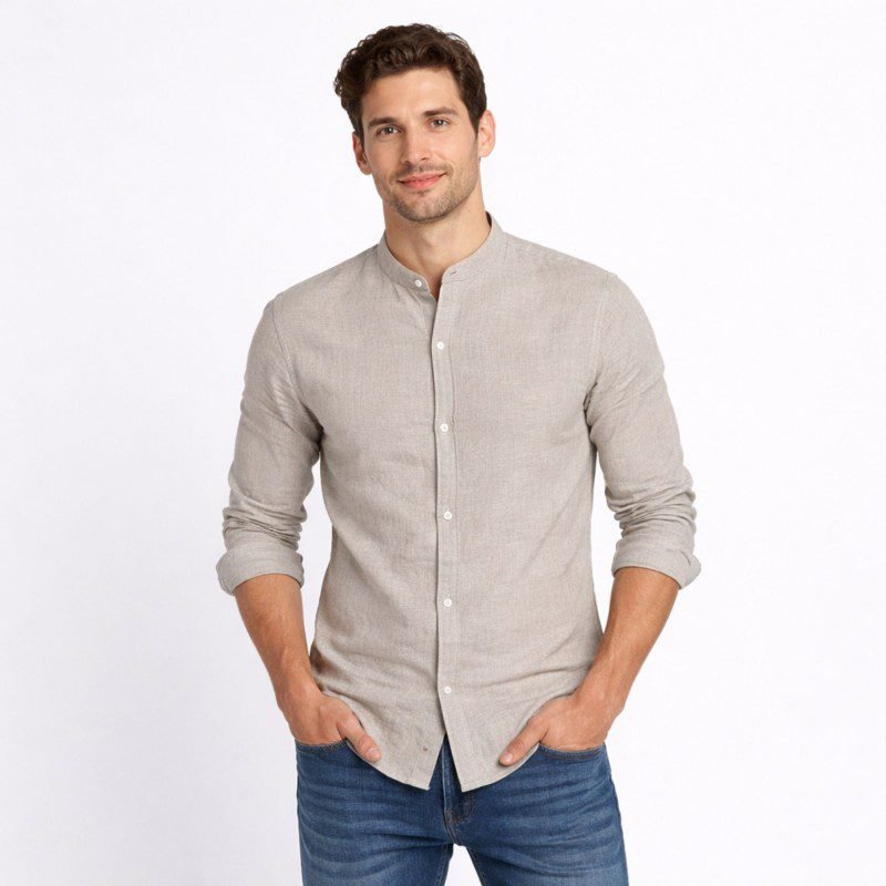 قميص قبة صينية رجالي لون بيج