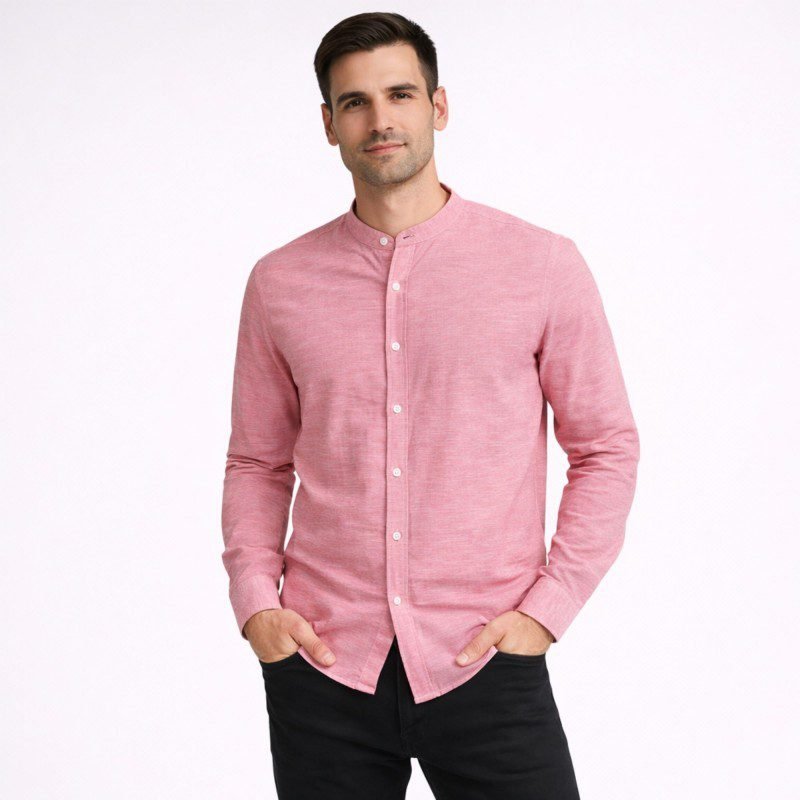 قميص قبة صينية رجالي لون زهري