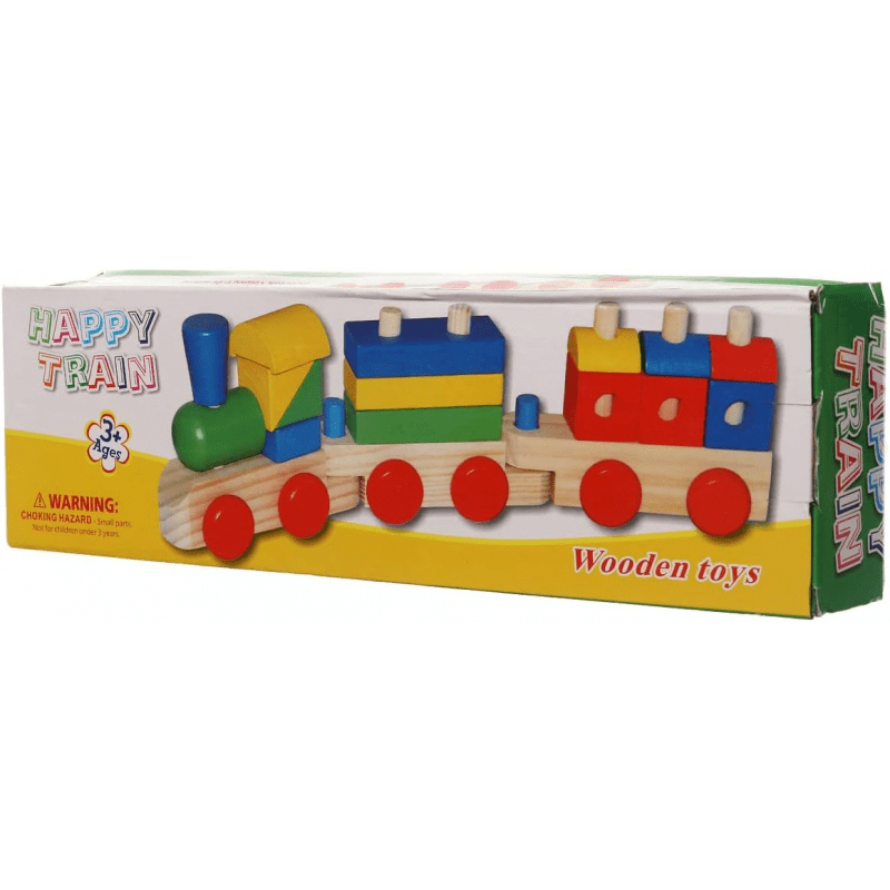لعبة قطار خشبي للاطفال، متعددة الالوان