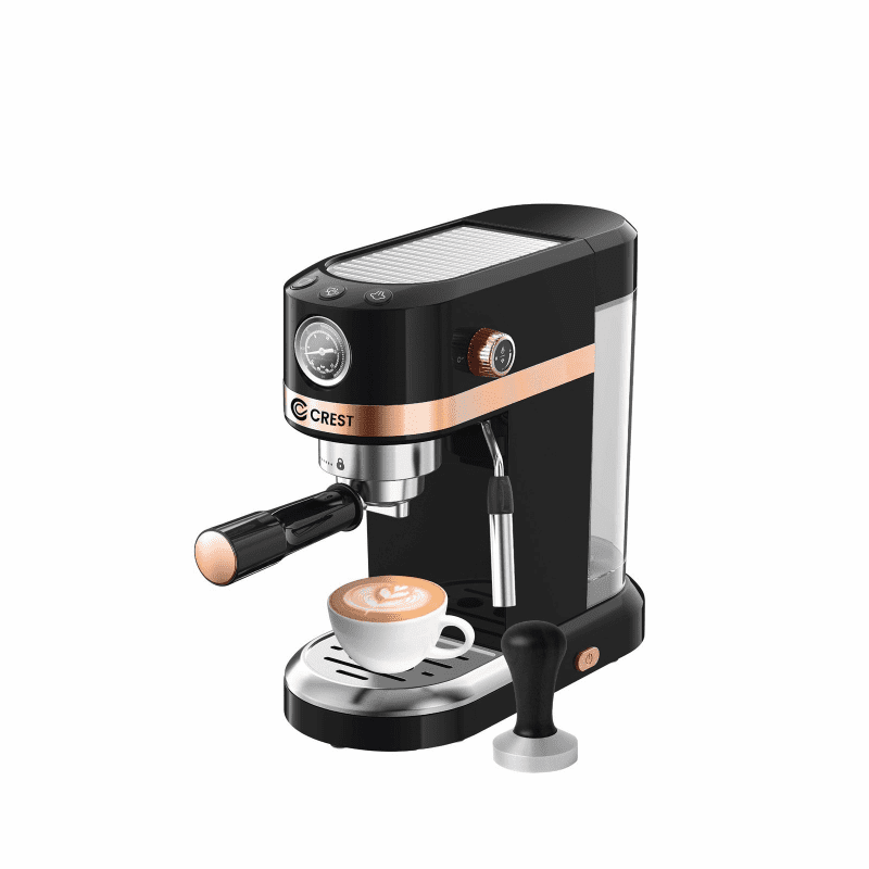 ماكنة قهوة اسبرسو مع صانع رغوة حليب اسود برونزي